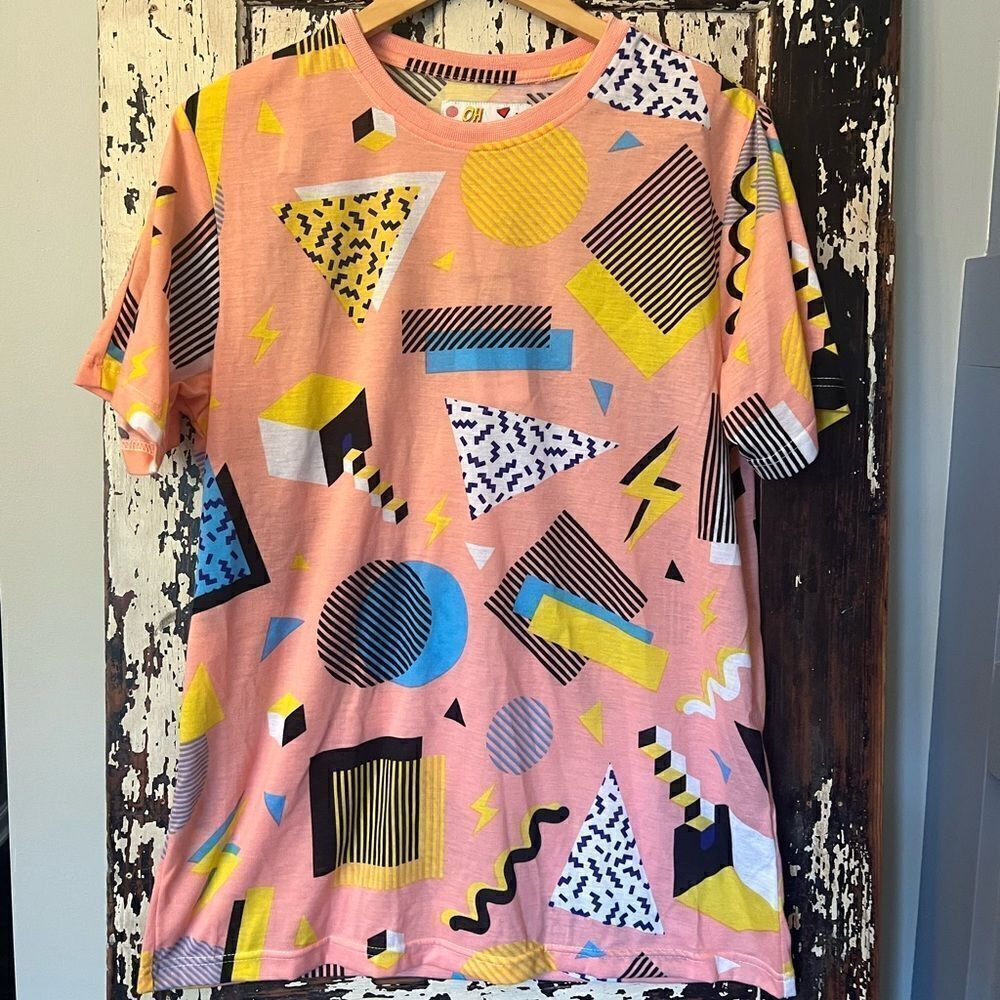 NWT Oh Snap! by Drill Clothing Men's 80s/90s Retro Short Sleeve Shirt Colorful L